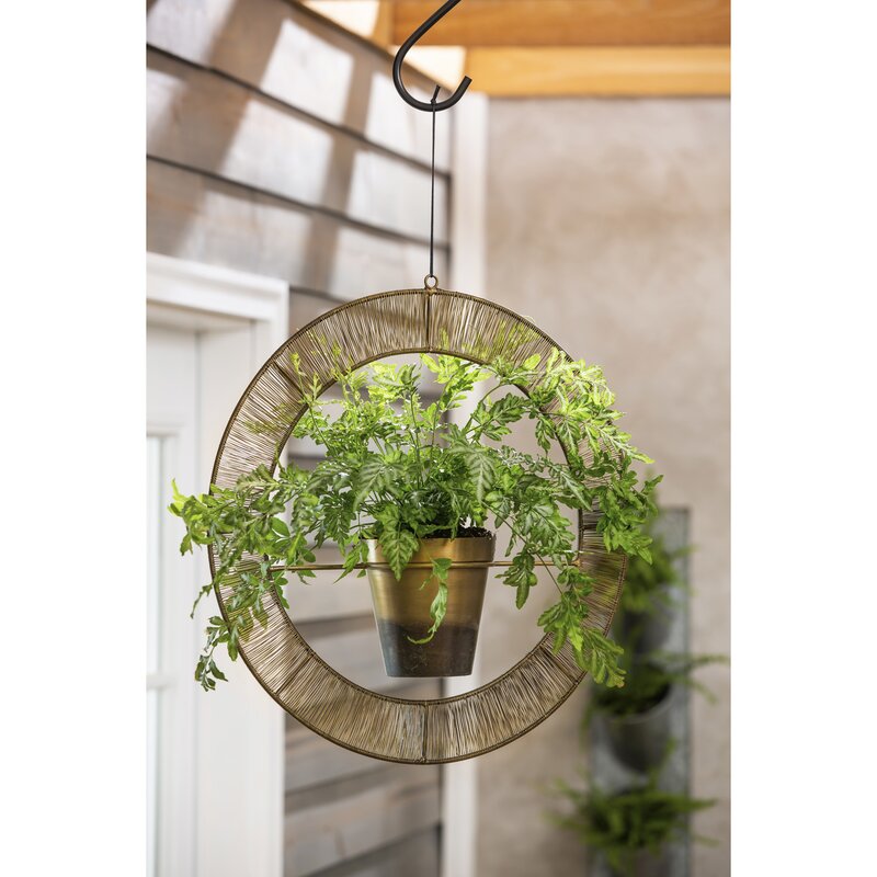 Gracie Oaks Metal Hanging Planter Reviews Wayfair   Metal Hanging Planter 